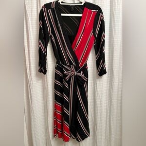 Red Black White Striped Dress